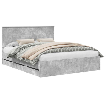 Struttura del letto con testiera Grigio cemento 160 x 200 cm