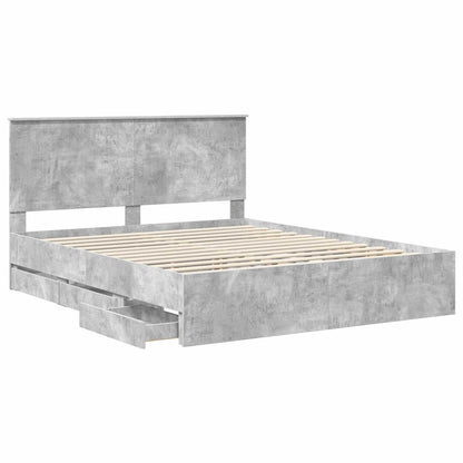 Struttura del letto con testiera Grigio cemento 160 x 200 cm