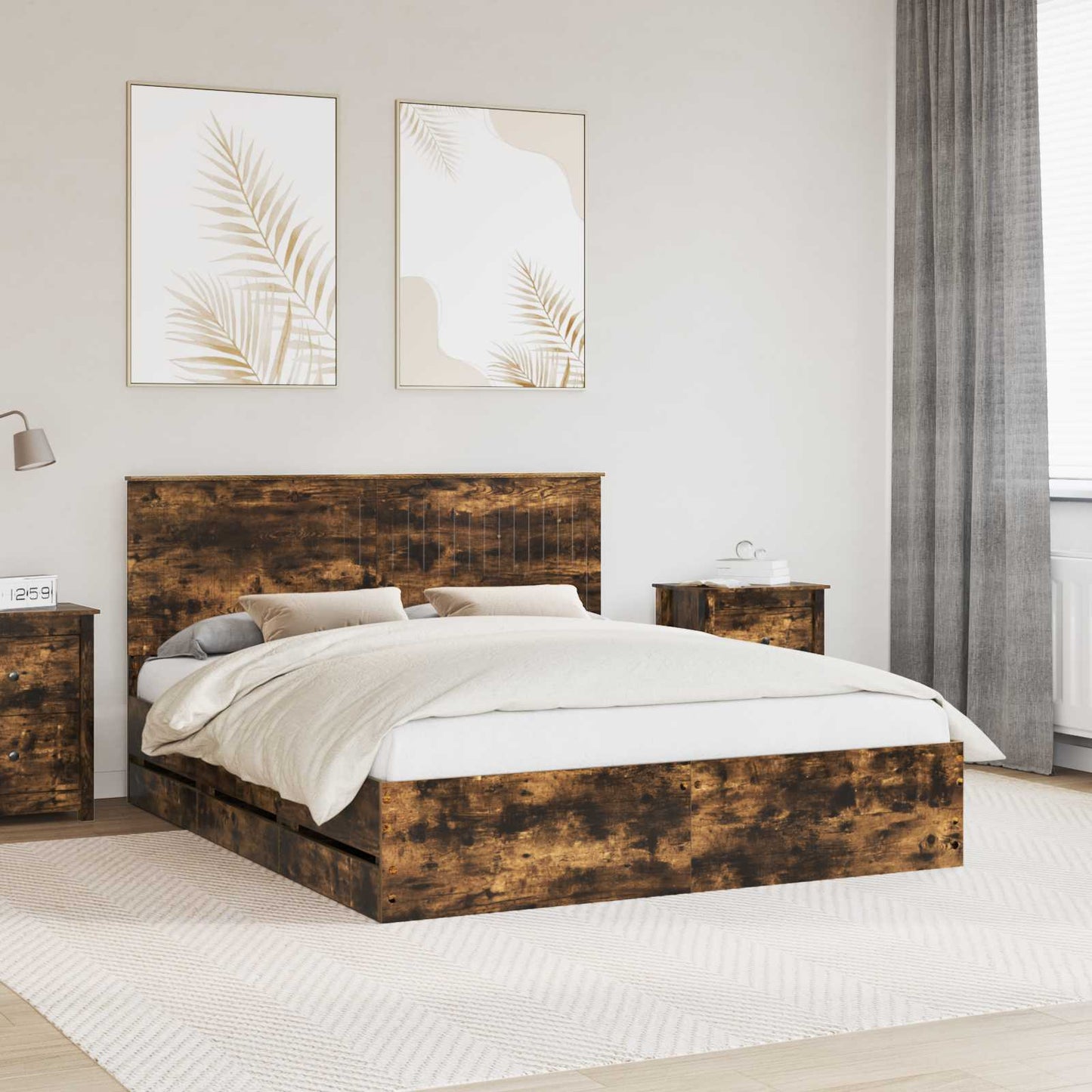 Struttura del letto con testiera Rovere fumÃƒÂ© 160 x 200 cm