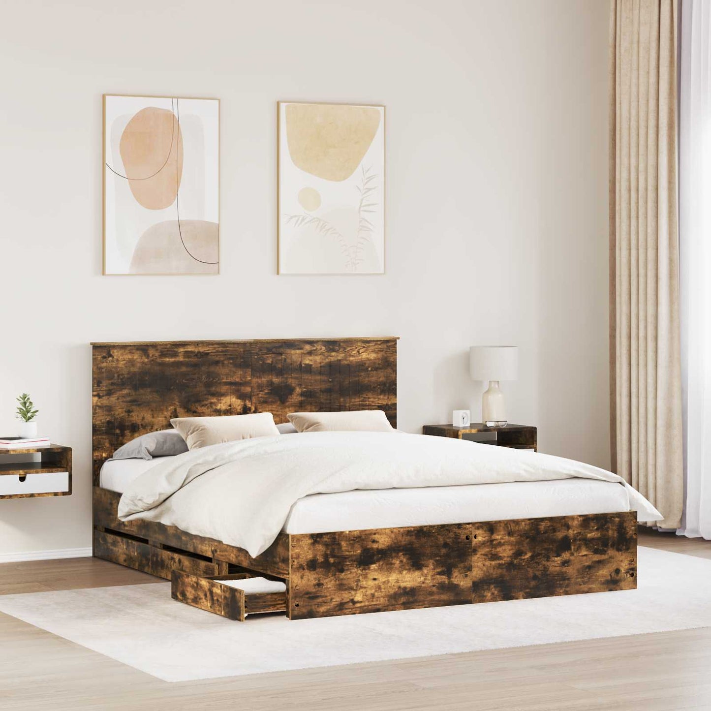 Struttura del letto con testiera Rovere fumÃƒÂ© 160 x 200 cm