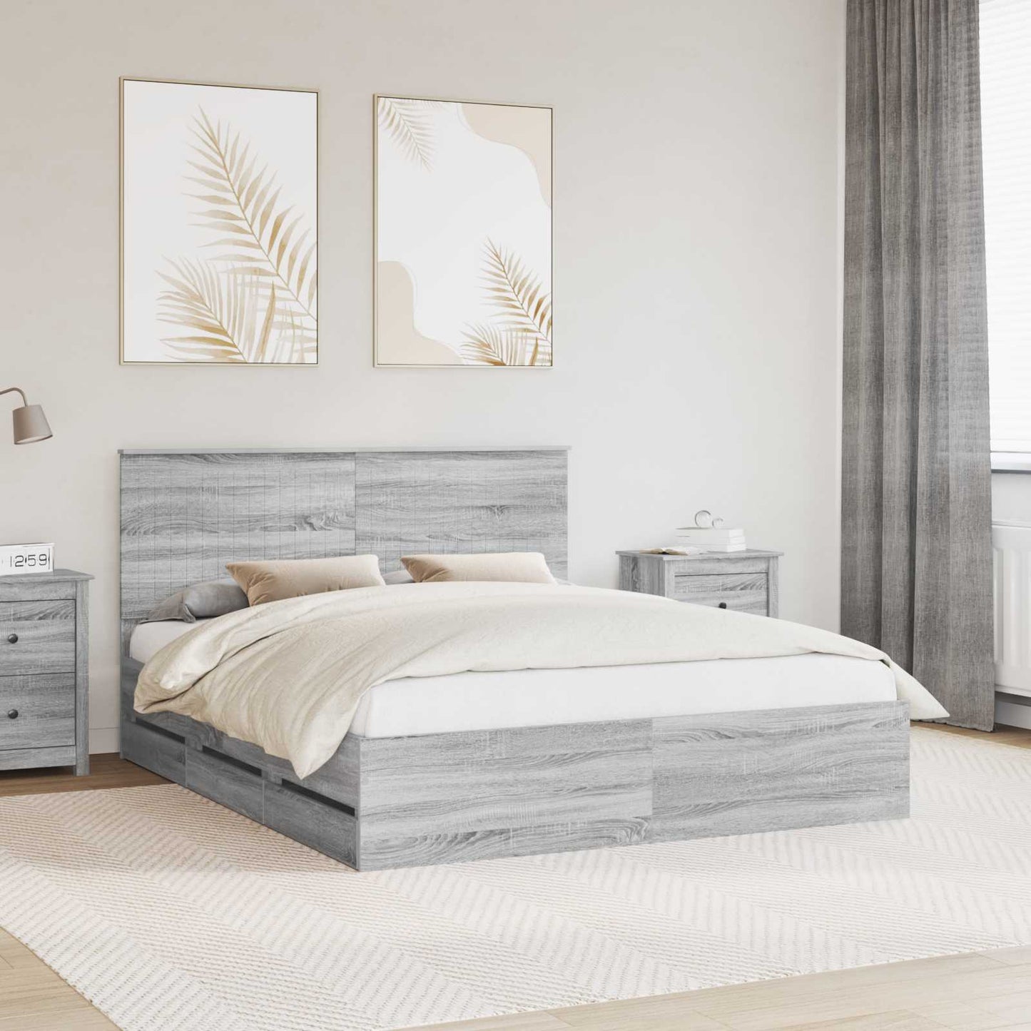 Struttura del letto con testiera Grigio Sonoma 160 x 200 cm