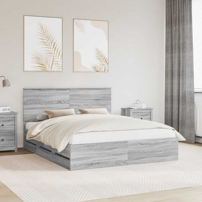 Struttura del letto con testiera Grigio Sonoma 160 x 200 cm