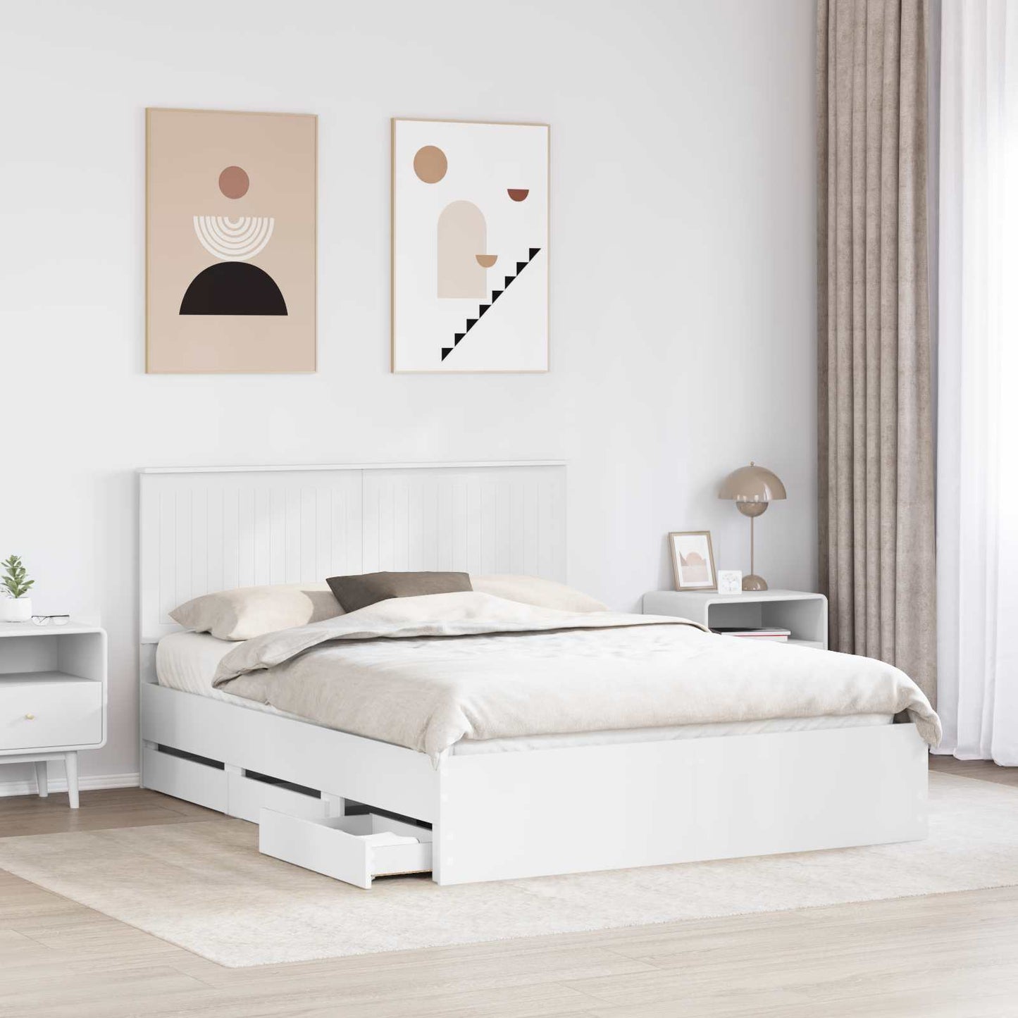 Struttura del letto Bianco 150 x 200 cm Legno Ingegnerizzato