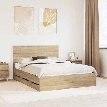 Struttura del letto con testiera Rovere Sonoma 150 x 200 cm