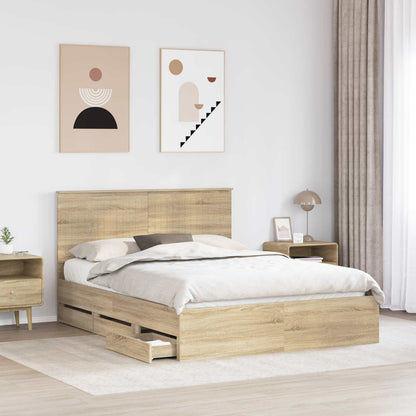 Struttura del letto con testiera Rovere Sonoma 150 x 200 cm