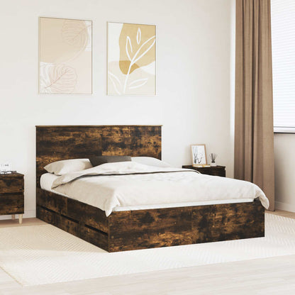 Struttura del letto con testiera Rovere fumÃ© 150 x 200 cm