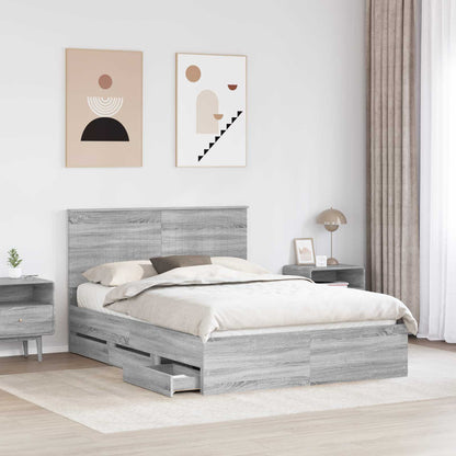 Struttura del letto con testiera Grigio Sonoma 140 x 190 cm