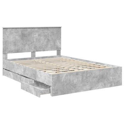 Struttura del letto con testiera Grigio cemento 135 x 190 cm