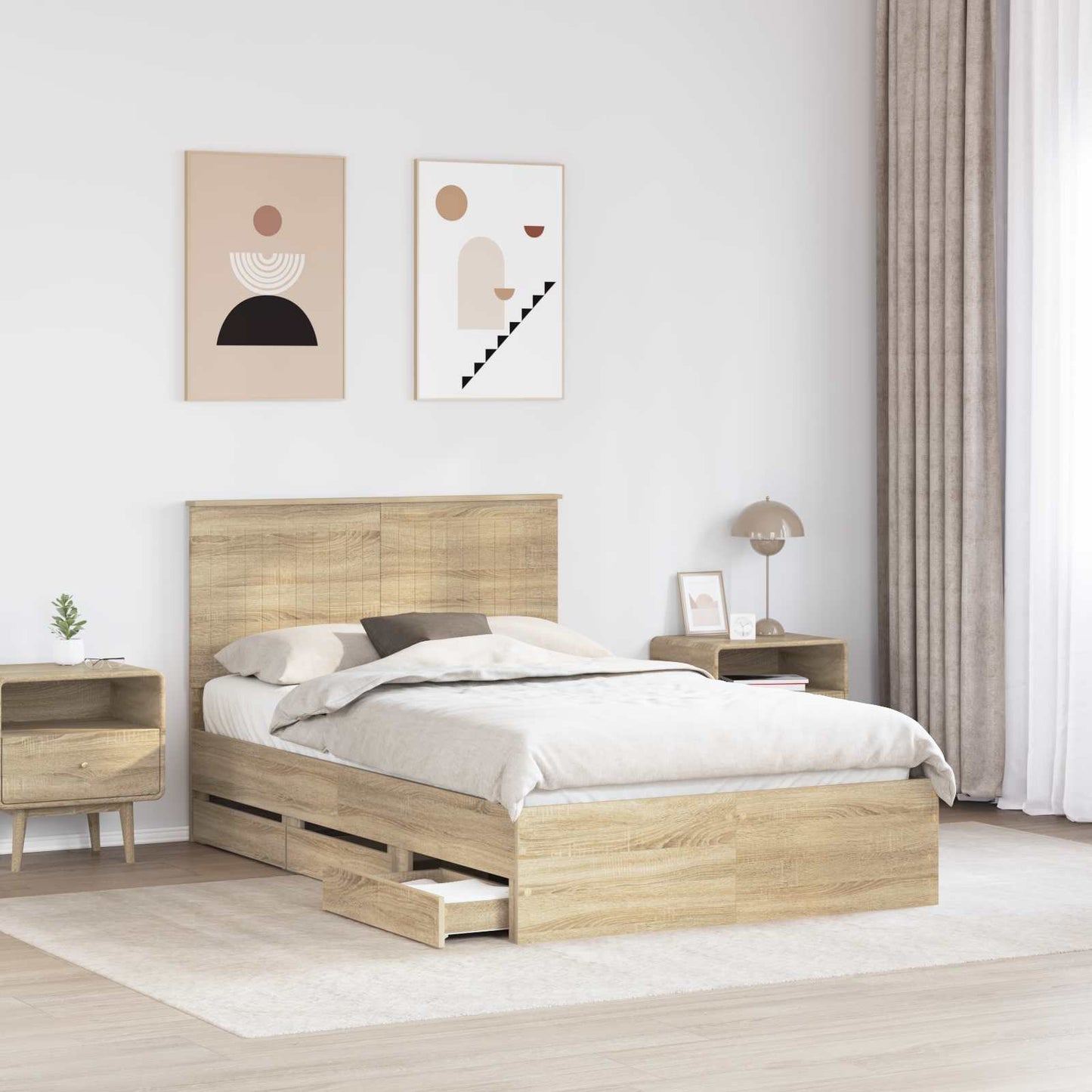 Struttura del letto con testiera Rovere Sonoma 120 x 190 cm