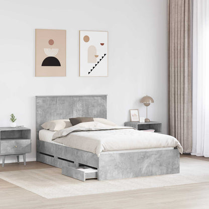 Struttura del letto con testiera Grigio cemento 120 x 190 cm