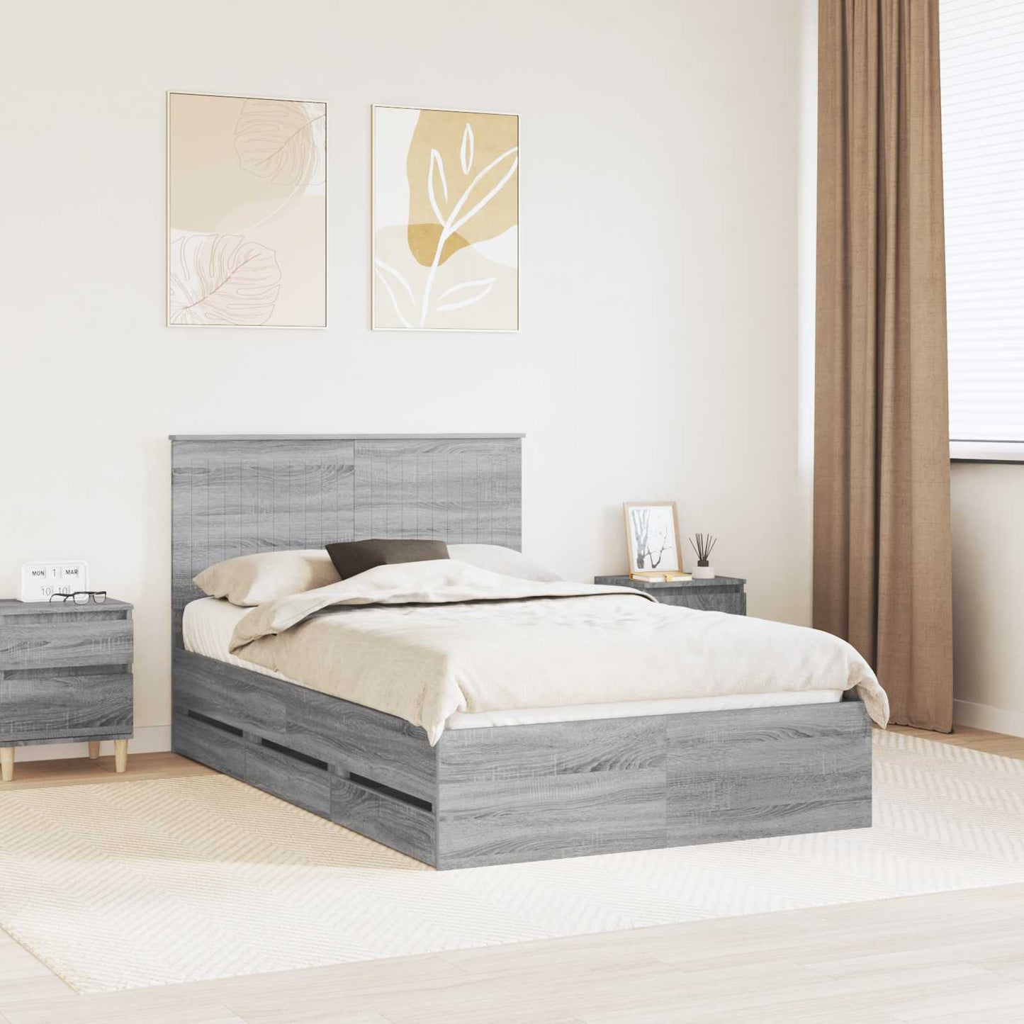Struttura del letto con testiera Grigio Sonoma 120 x 190 cm