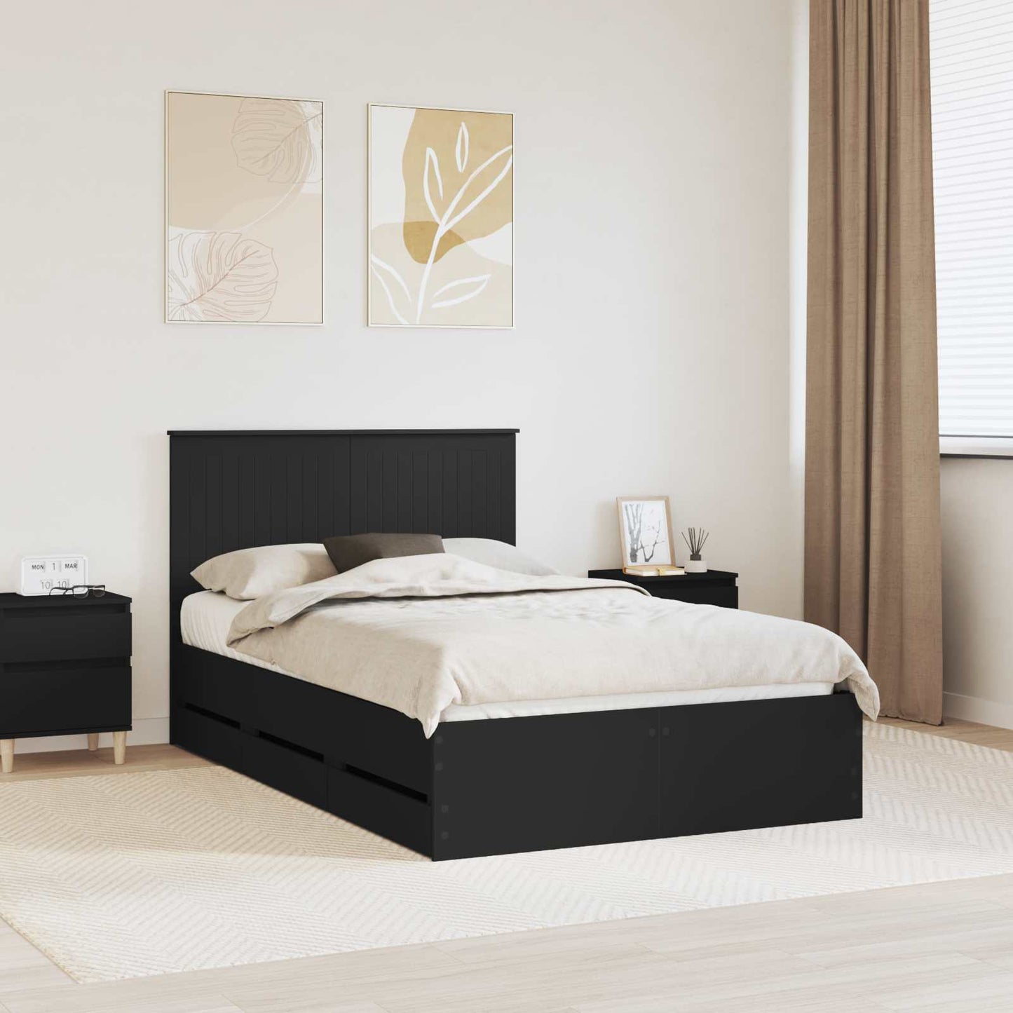Struttura del letto Nero 120 x 200 cm Legno Ingegnerizzato