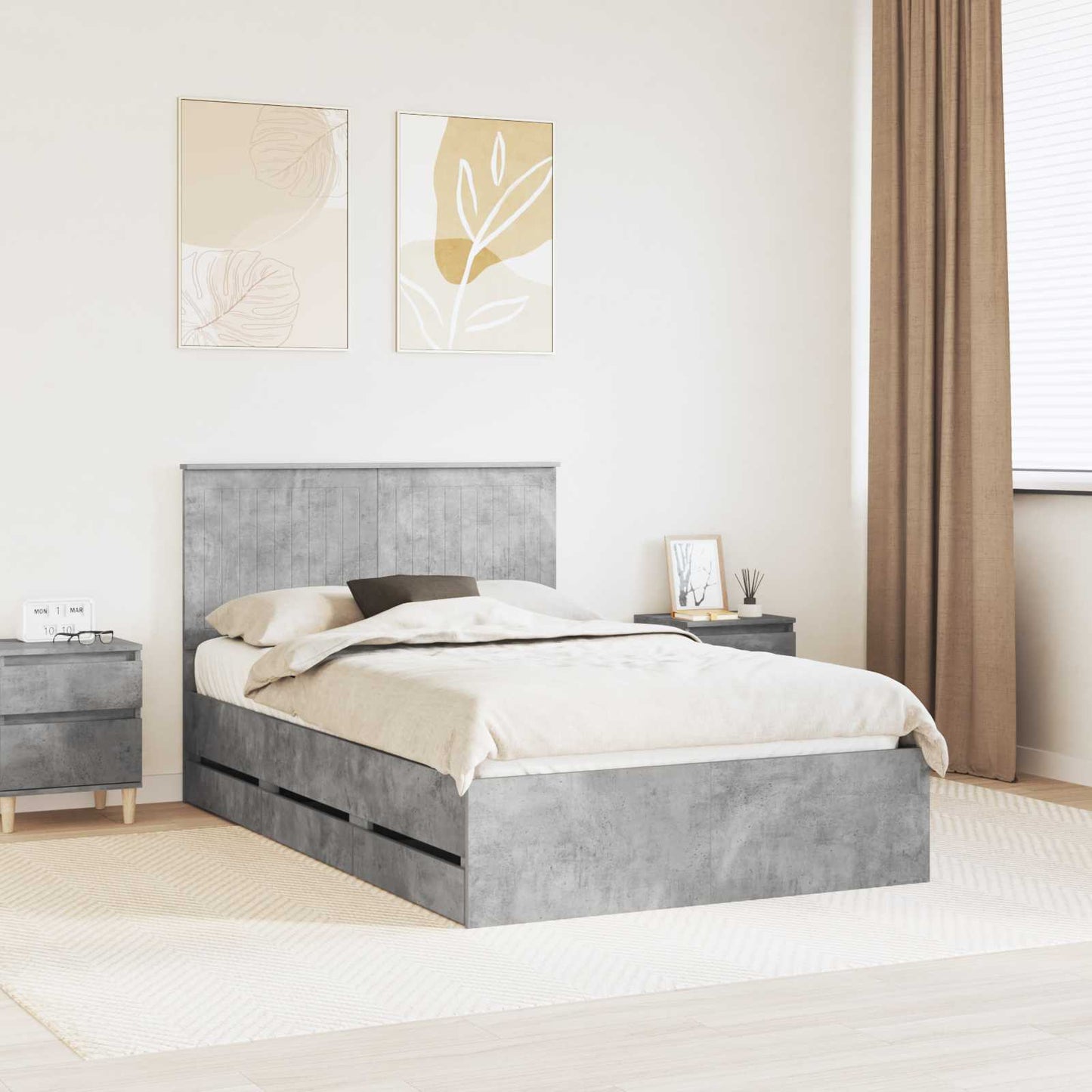 Struttura del letto con testiera Grigio cemento 120 x 200 cm