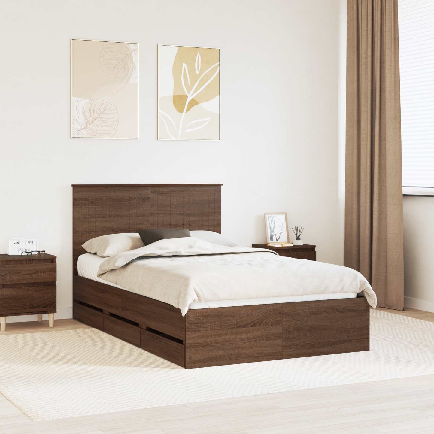 Struttura del letto con testiera Rovere Marrone 120 x 200 cm