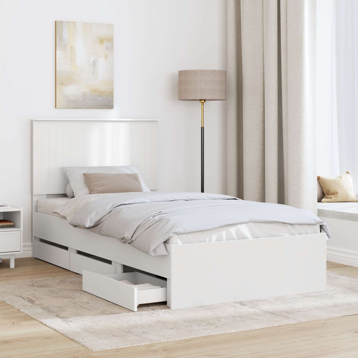 Struttura del letto Bianco 100 x 200 cm Legno Ingegnerizzato