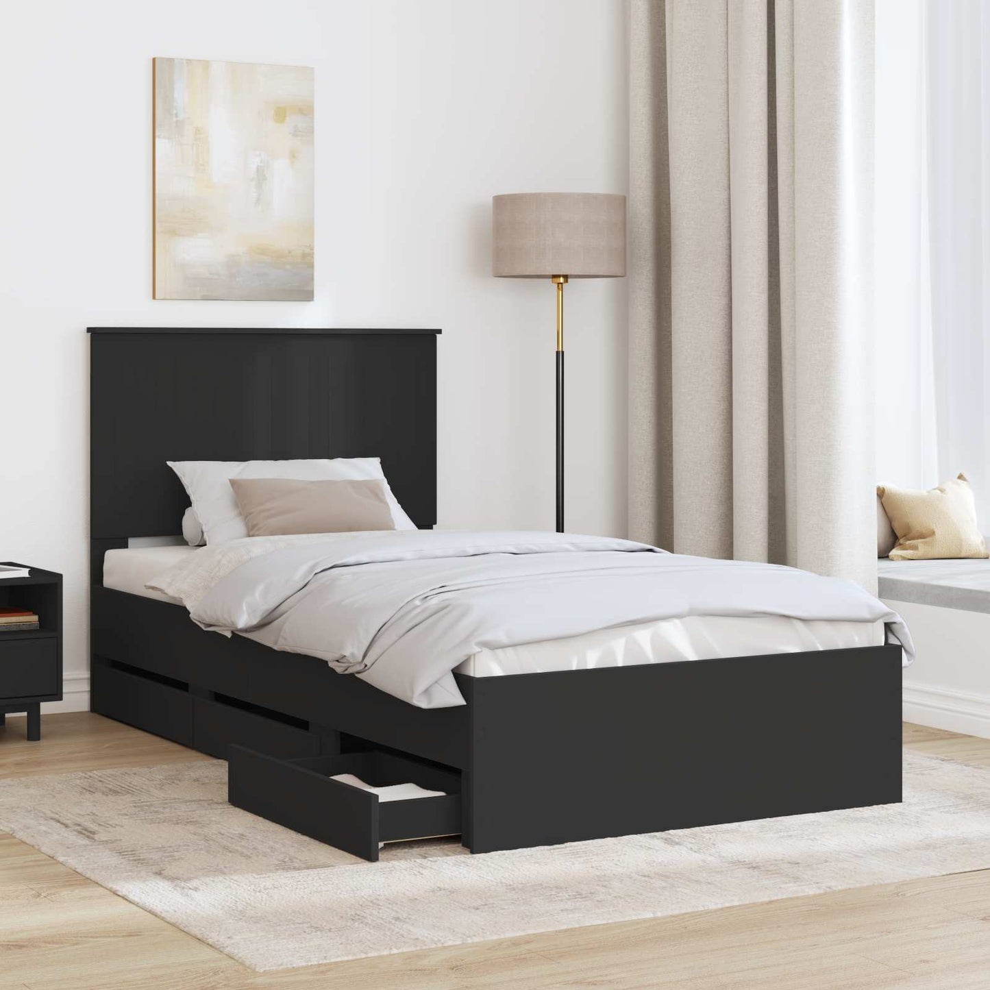 Struttura del letto Nero 100 x 200 cm Legno Ingegnerizzato