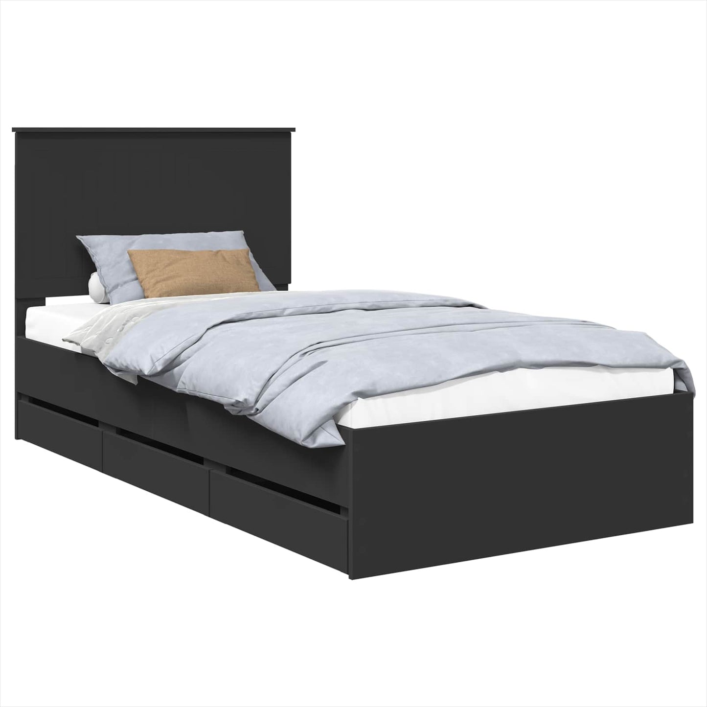 Struttura del letto Nero 100 x 200 cm Legno Ingegnerizzato