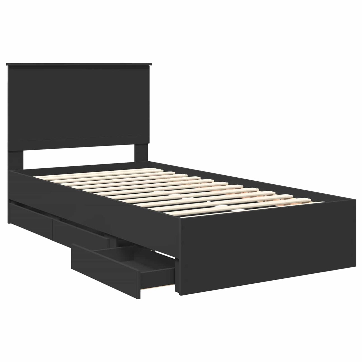 Struttura del letto Nero 100 x 200 cm Legno Ingegnerizzato
