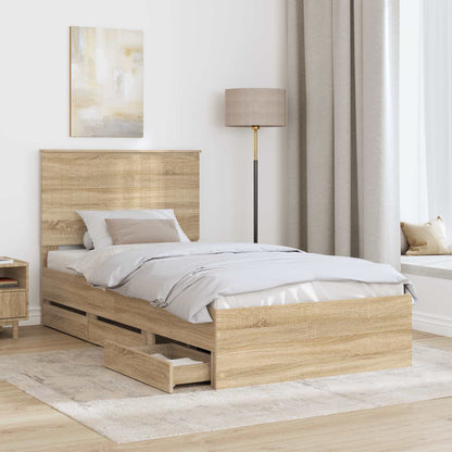 Struttura del letto con testiera Rovere Sonoma 100 x 200 cm