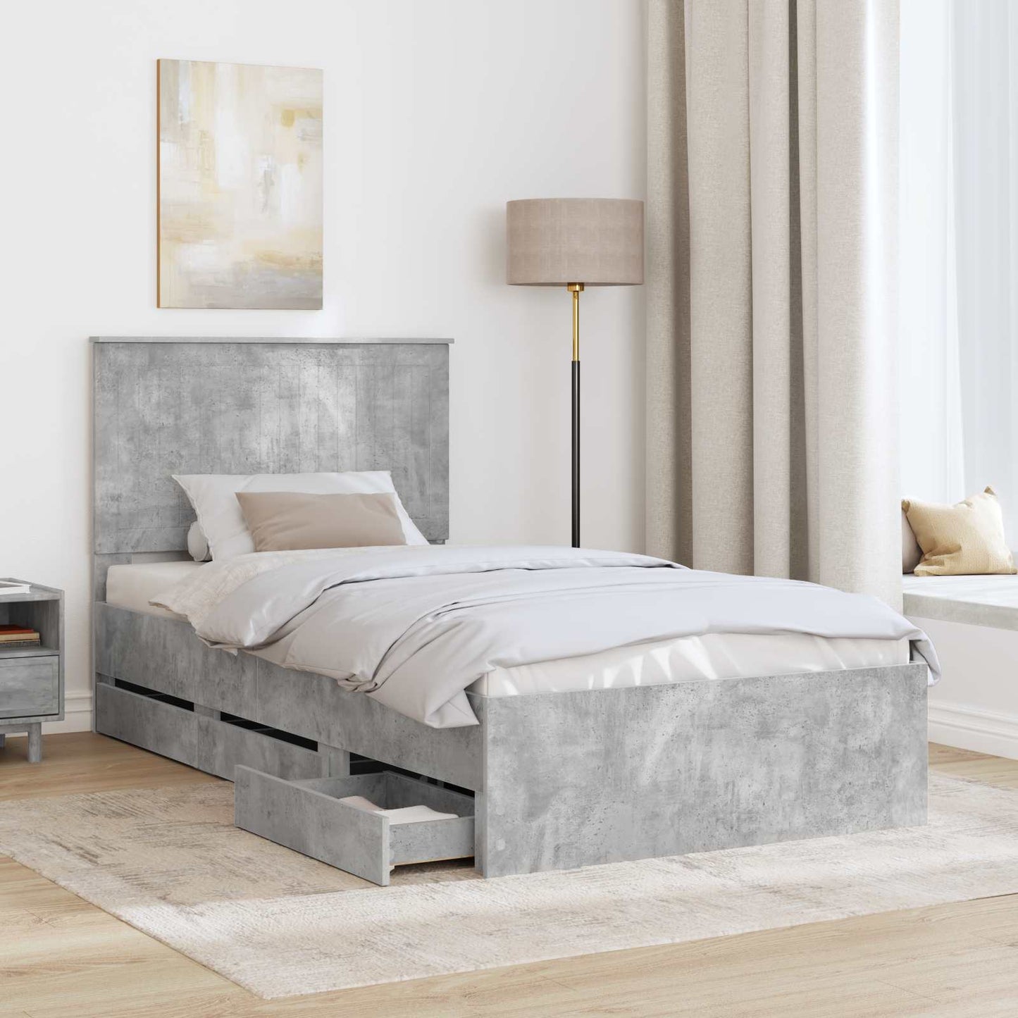 Struttura del letto con testiera Grigio cemento 100 x 200 cm