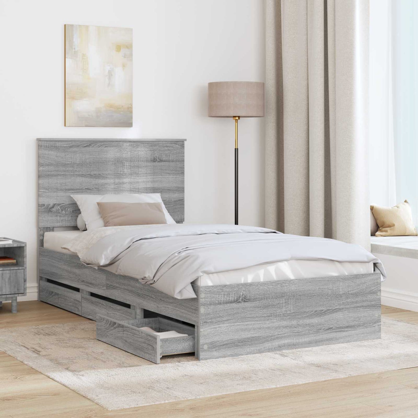 Struttura del letto con testiera Grigio Sonoma 100 x 200 cm