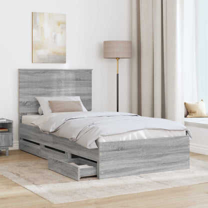 Struttura del letto con testiera Grigio Sonoma 100 x 200 cm