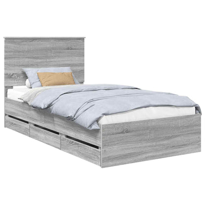Struttura del letto con testiera Grigio Sonoma 100 x 200 cm