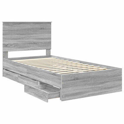 Struttura del letto con testiera Grigio Sonoma 100 x 200 cm