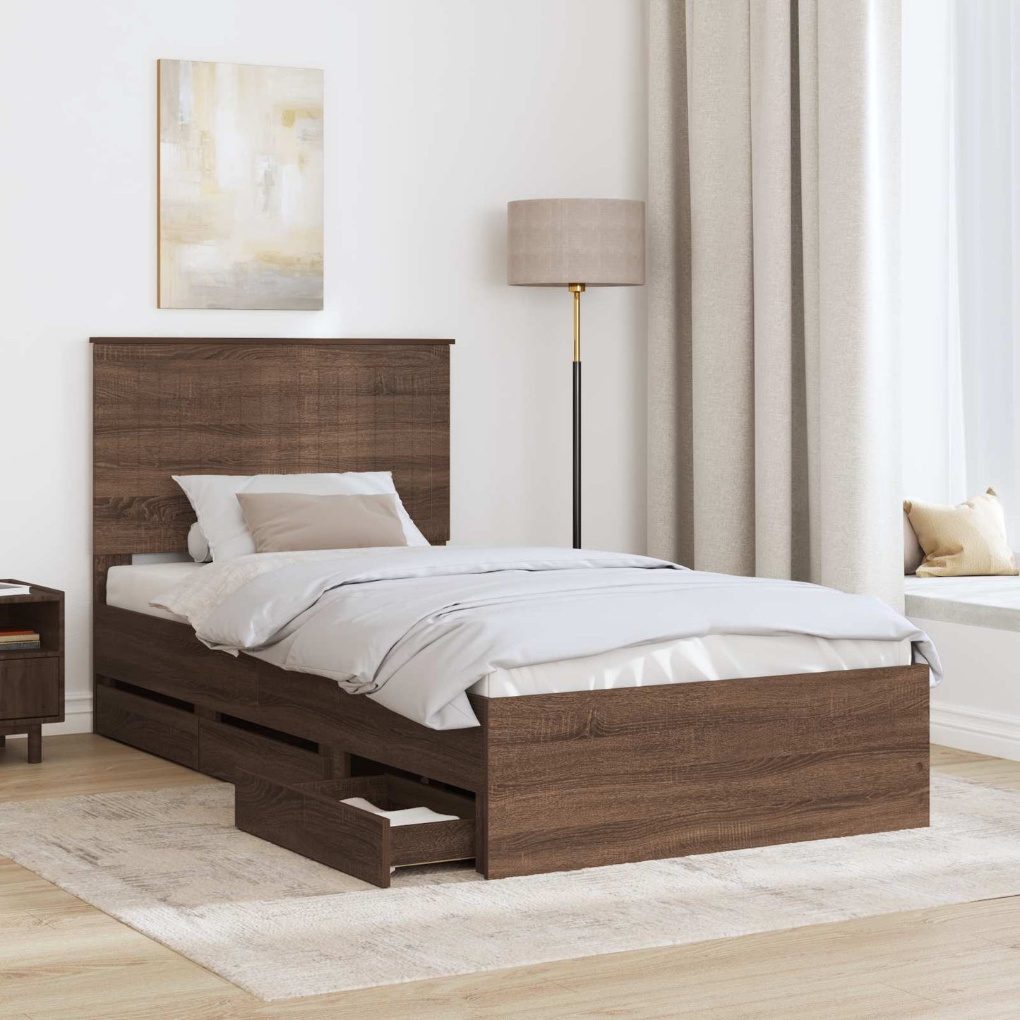 Struttura del letto con testiera Rovere Marrone 100 x 200 cm