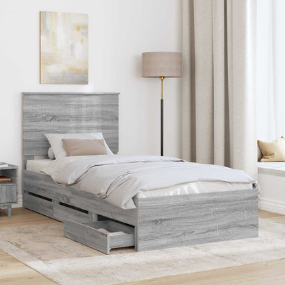 Struttura del letto con testiera Grigio Sonoma 90 x 190 cm