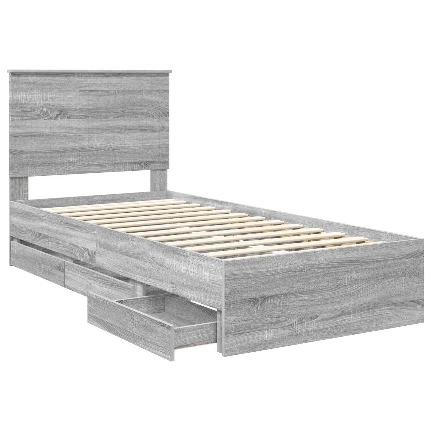 Struttura del letto con testiera Grigio Sonoma 90 x 190 cm