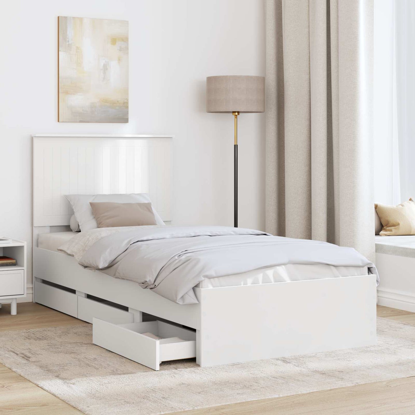 Struttura del letto Bianco 90 x 200 cm Legno Ingegnerizzato