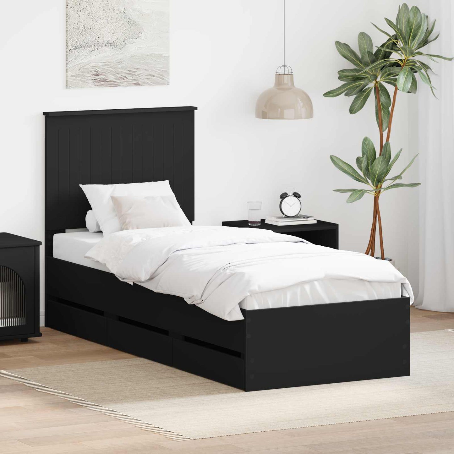 Struttura del letto Nero 90 x 200 cm Legno Ingegnerizzato