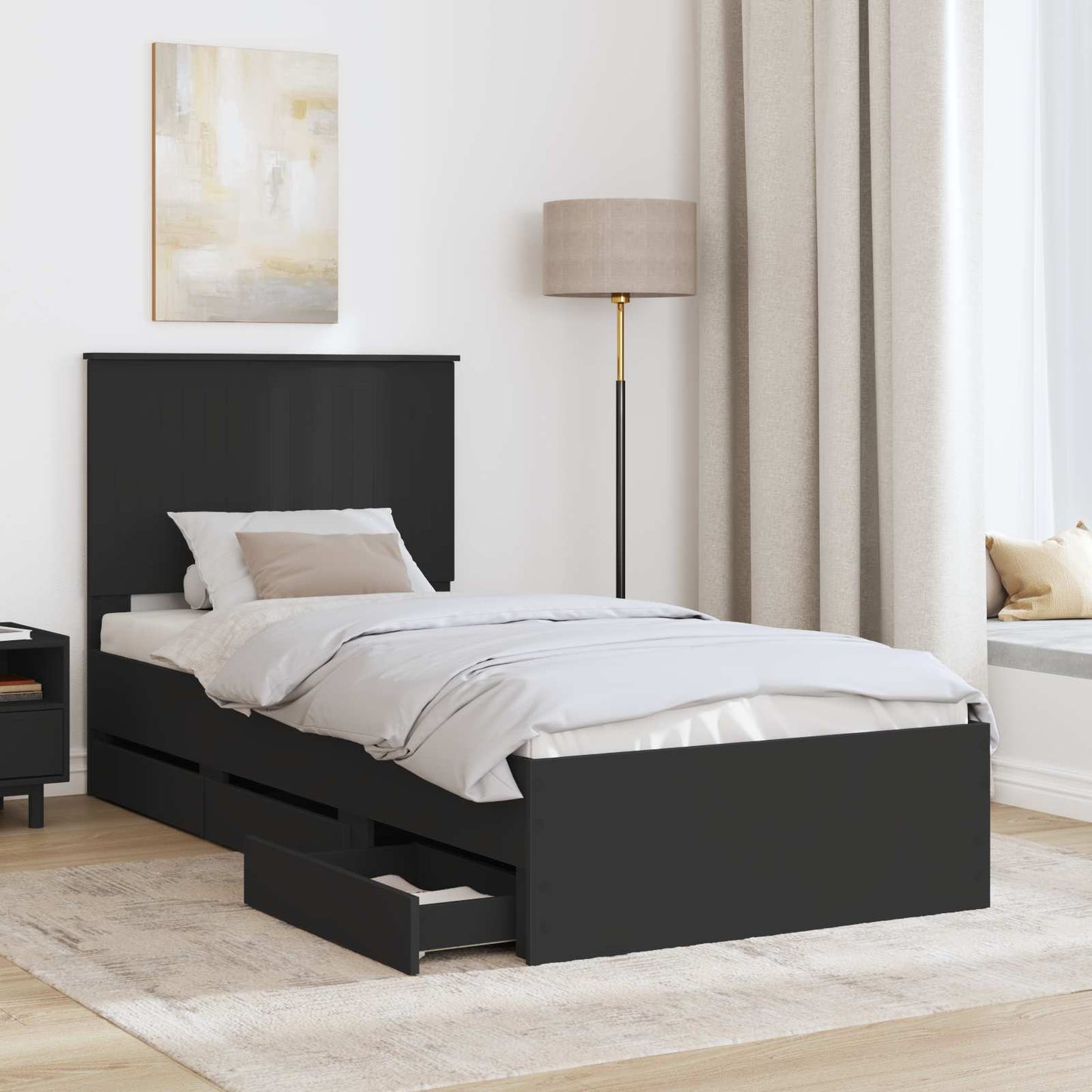 Struttura del letto Nero 90 x 200 cm Legno Ingegnerizzato