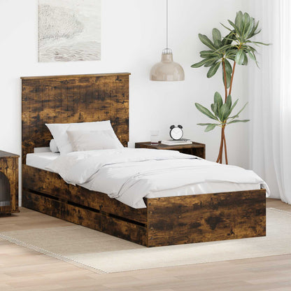 Struttura del letto con testiera Rovere fumÃ© 90 x 200 cm
