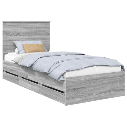 Struttura del letto con testiera Grigio Sonoma 90 x 200 cm