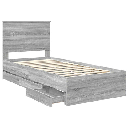 Struttura del letto con testiera Grigio Sonoma 90 x 200 cm