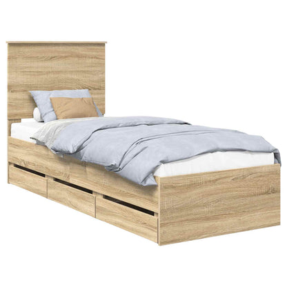 Struttura del letto con testiera Rovere Sonoma 75 x 190 cm