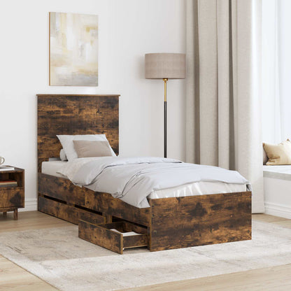 Struttura del letto con testiera Rovere fumÃ© 75 x 190 cm