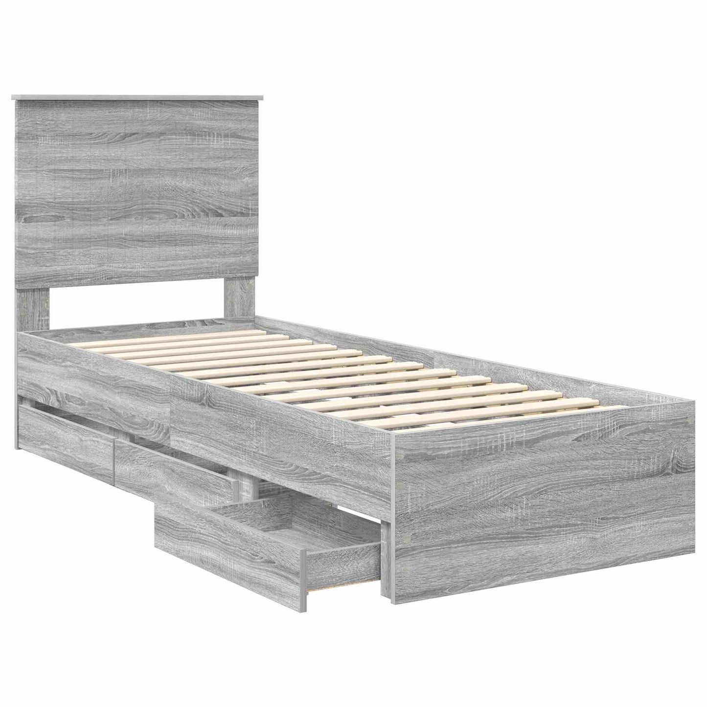 Struttura del letto con testiera Grigio Sonoma 75 x 190 cm