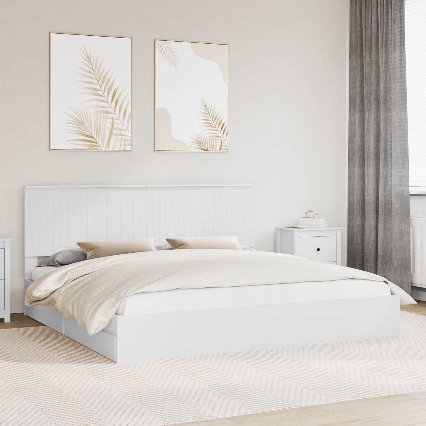 Letto con Contenitore Bianco 200 x 200 cm Legno multistrato