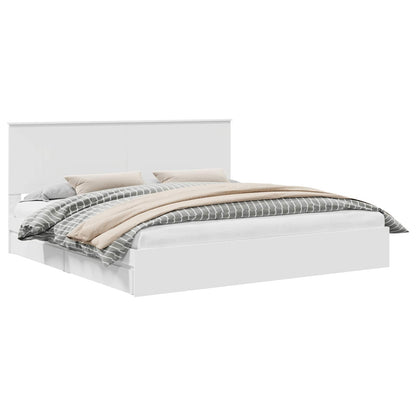 Letto con Contenitore Bianco 200 x 200 cm Legno multistrato
