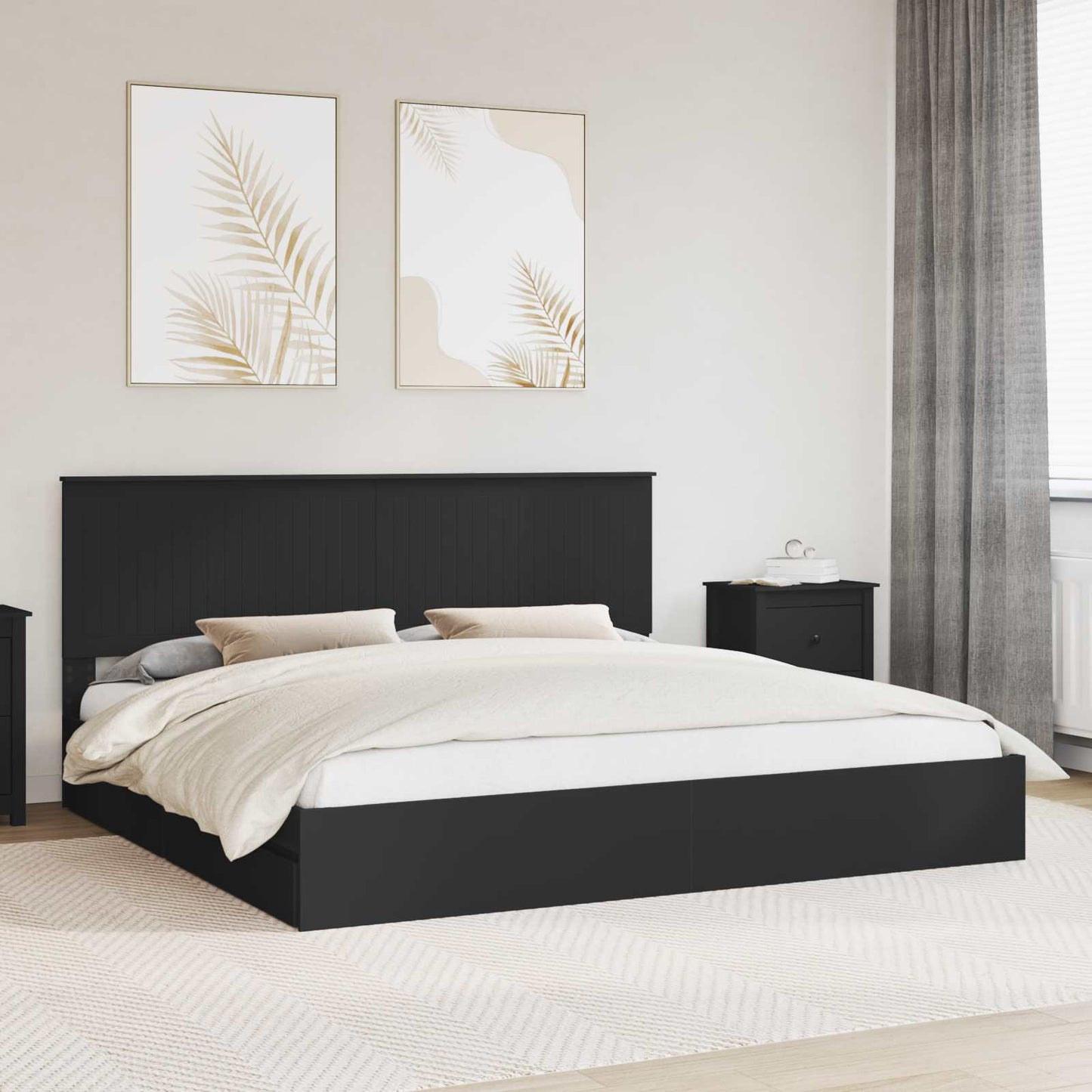 Letto con Contenitore Nero 200 x 200 cm Legno multistrato
