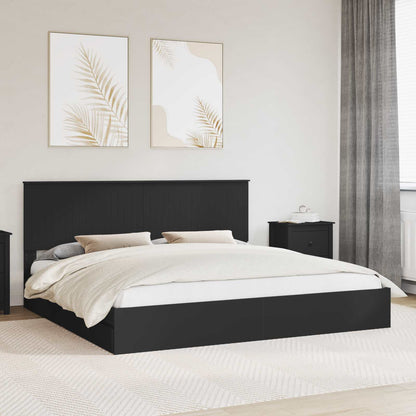 Letto con Contenitore Nero 200 x 200 cm Legno multistrato