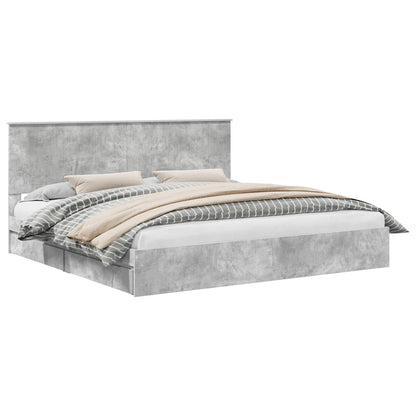 Letto con Contenitore con testiera Grigio cemento 200 x 200 cm