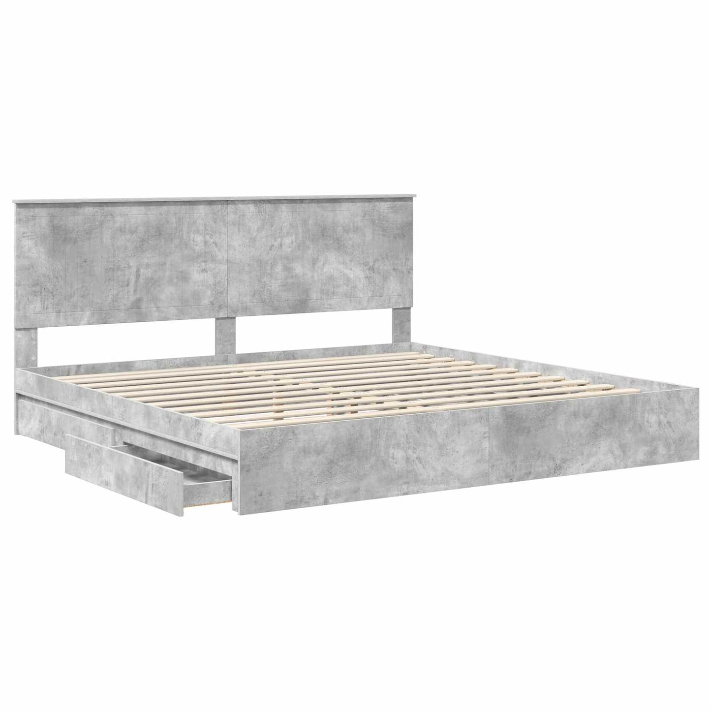 Letto con Contenitore con testiera Grigio cemento 200 x 200 cm