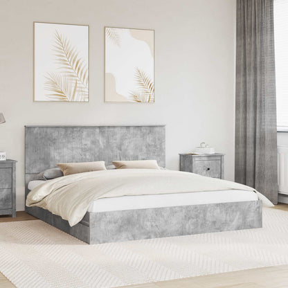 Letto con Contenitore con testiera Grigio cemento 180 x 200 cm