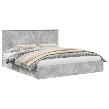 Letto con Contenitore con testiera Grigio cemento 180 x 200 cm