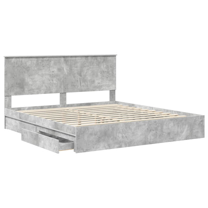 Letto con Contenitore con testiera Grigio cemento 180 x 200 cm