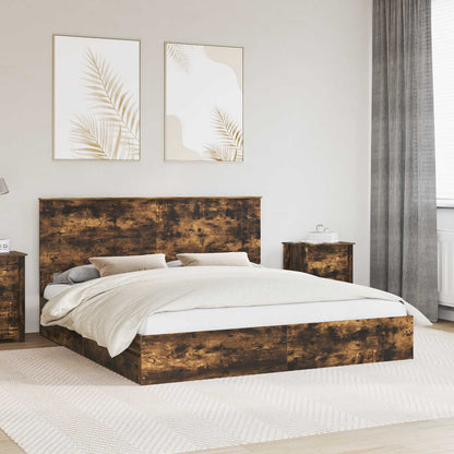 Letto con Contenitore con testiera Rovere fumÃ© 180 x 200 cm